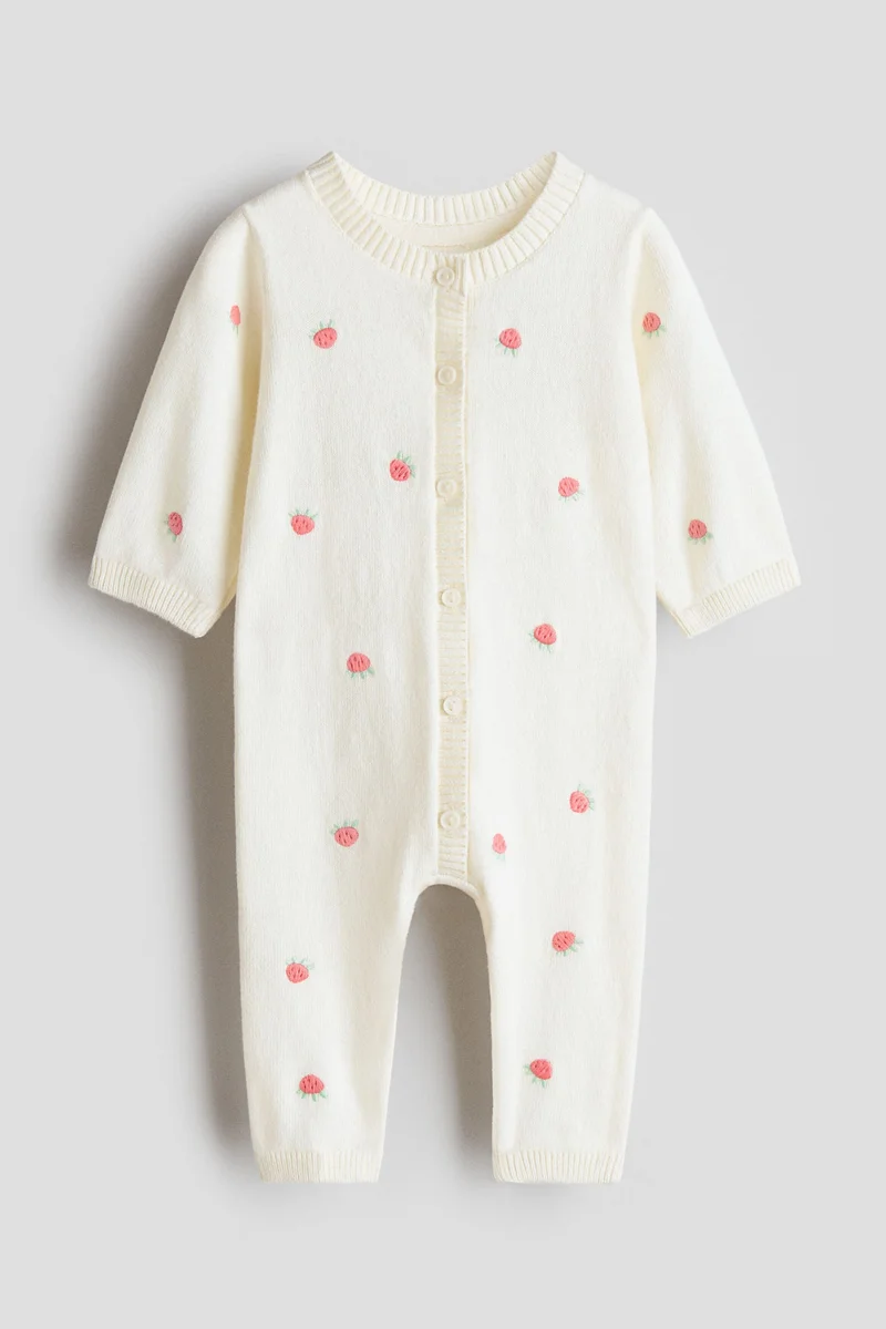 H&M Cotton-knit romper suit